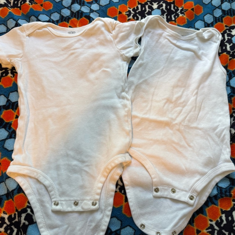 Carters Boys White Sleeveless & short Sleeve Onesie Cotton